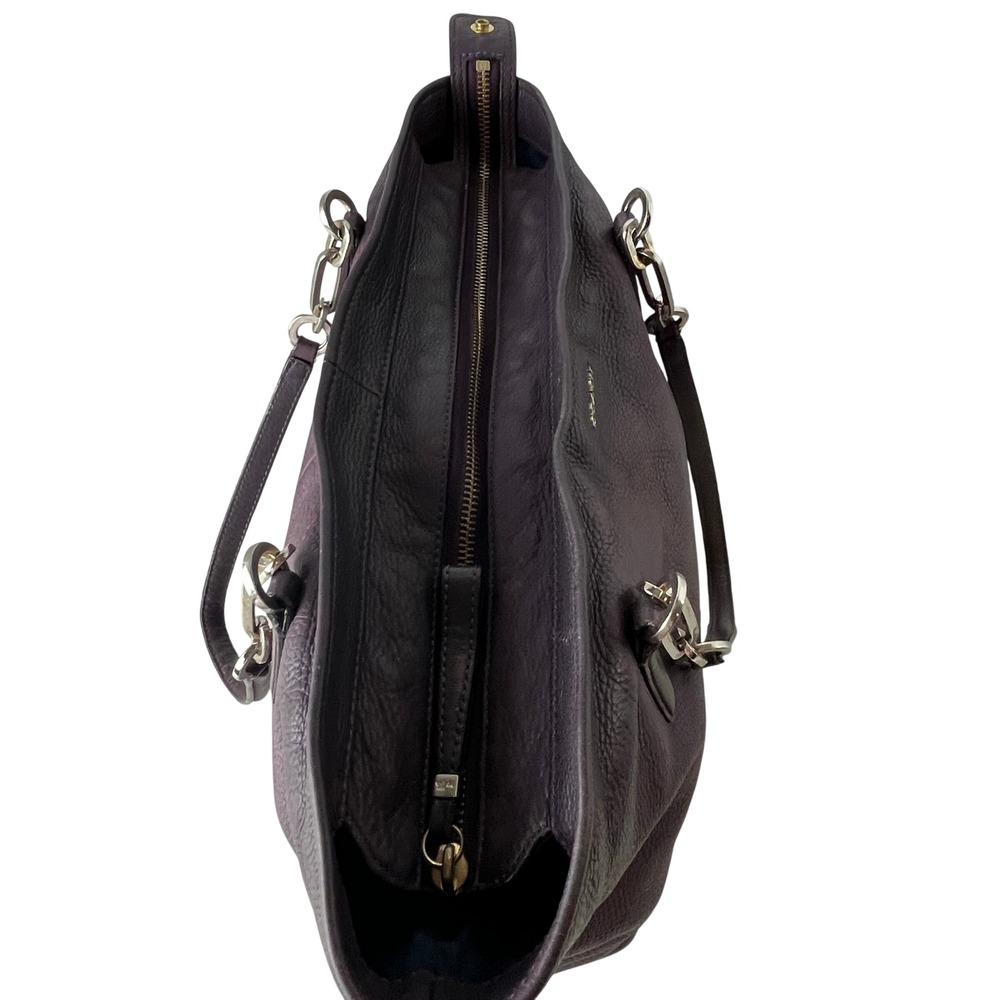 Coach Madison Phoebe Tote Pebbled Leather Plum Shoulder Bag Slouchy Zip Top - Picture 4 of 15